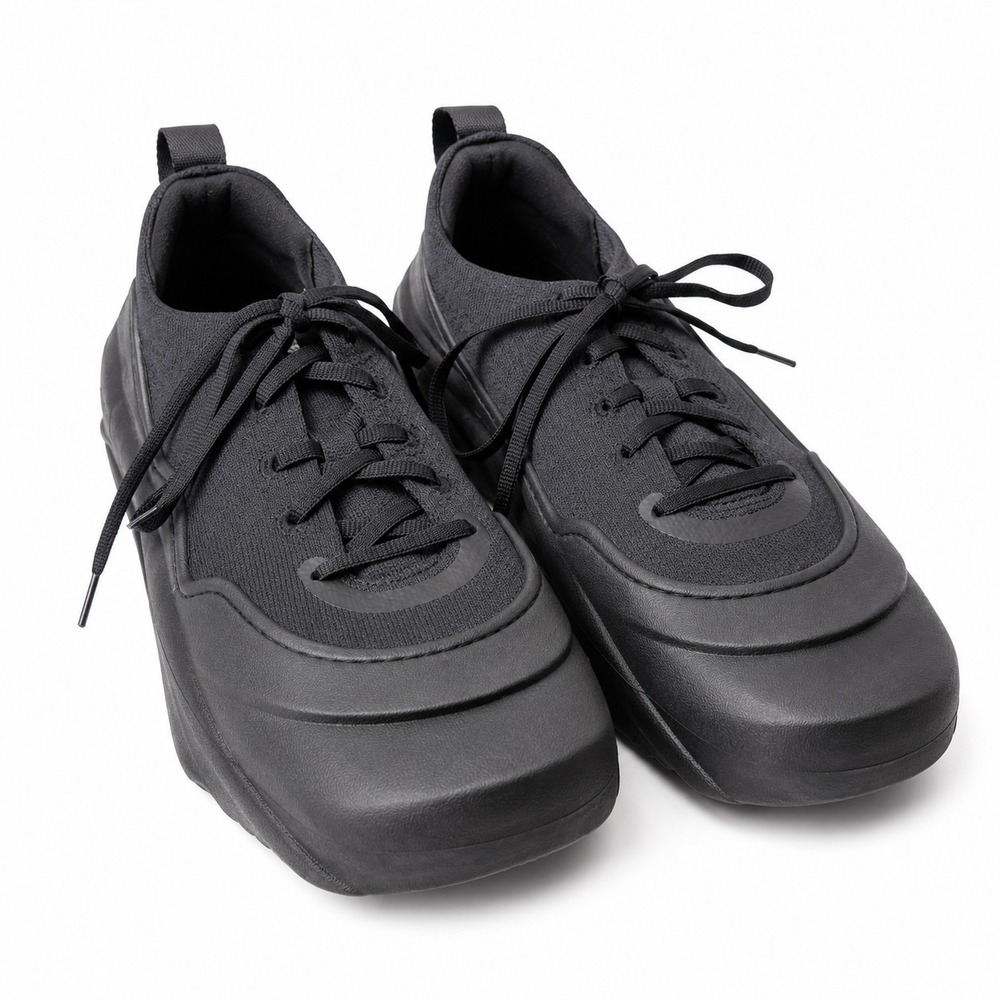 CROCS Echo Surge Sneaker Sz Men/9 Wmn/11 Black Fabric Sculpt Rubber Sole Unisex